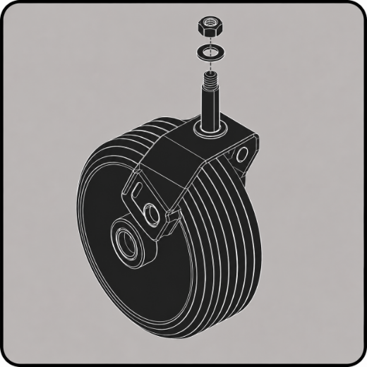 Picture for category 6" Front/6" Rear Caster Wheel and Fork Assembly