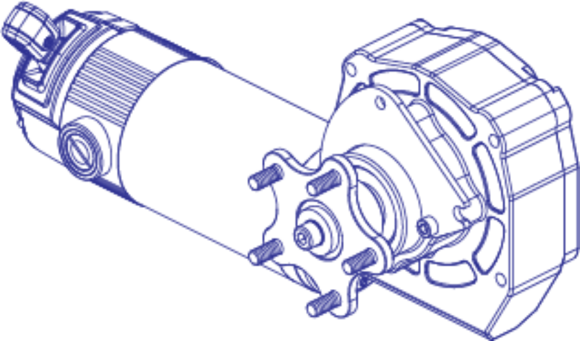 Picture of MOTOR ASM, EDGE, HUB BRACKET LABEL, R-NET CONNECT.700MM LEADS, RHS J623-2.0