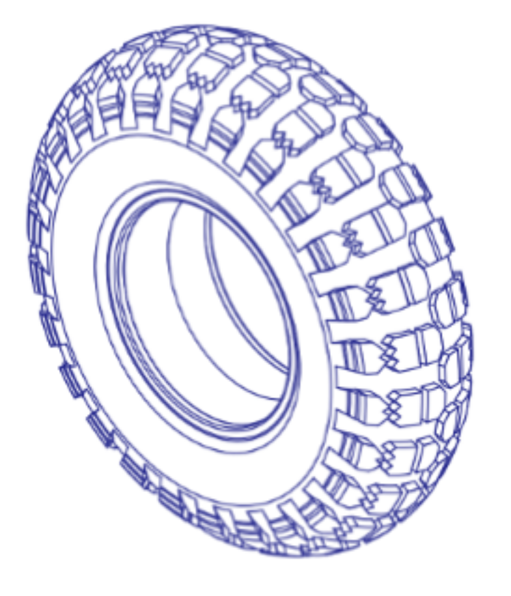 Picture of TIRE,PNEUMATIC,BLACK,14" OD, 4" W,C166 KNOBBY TREAD
