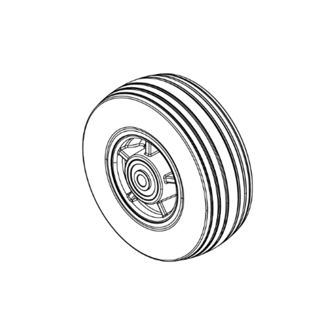 Picture of WHEEL,ASSY,CASTER,FLAT FREE,BLACK RIM/BLACK TIRE,5" X 1.75",W/BEARINGS & SPACER