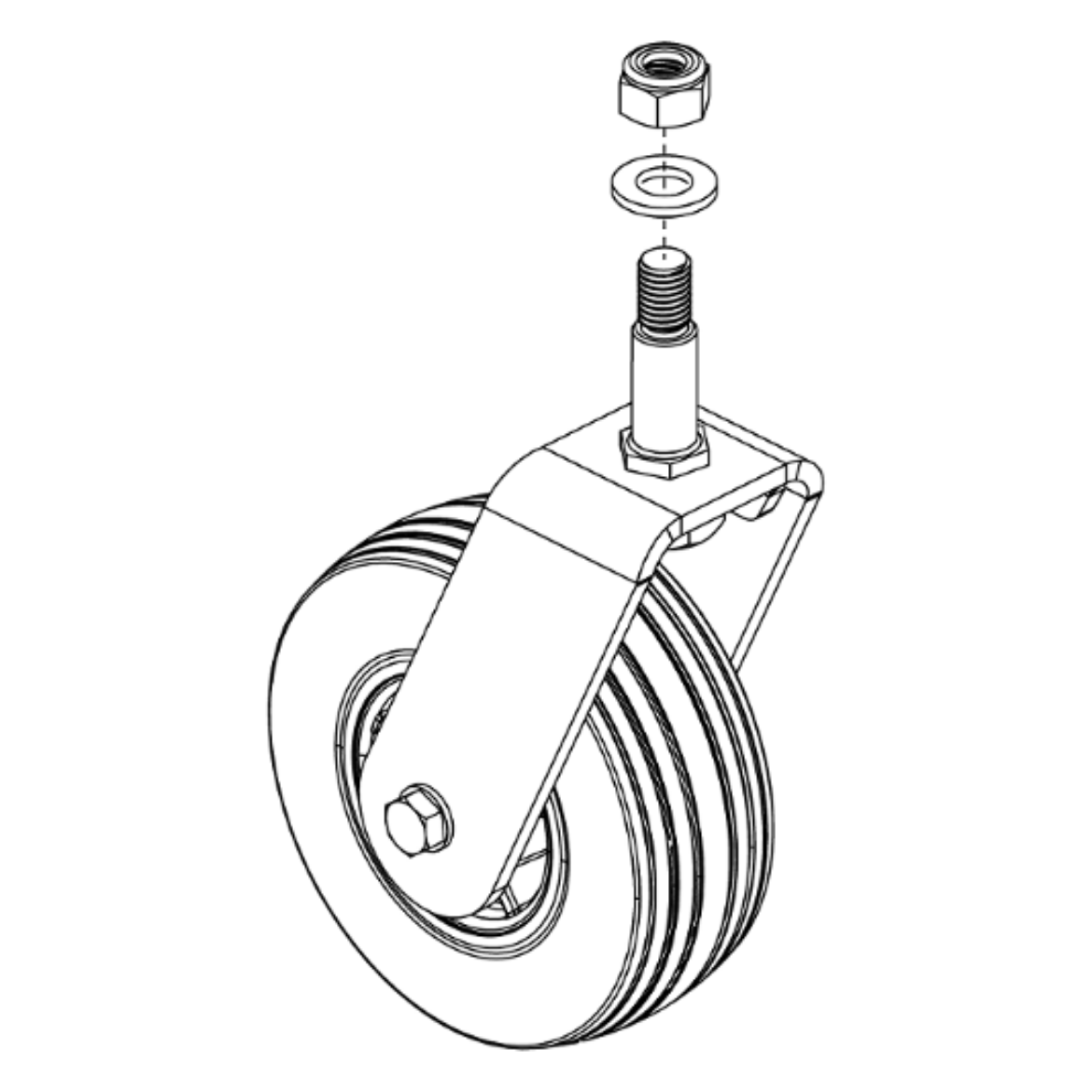 Picture of CASTER ASSEMBLY, 6", BLACK RIM / BLACK TIRE, RIGHT