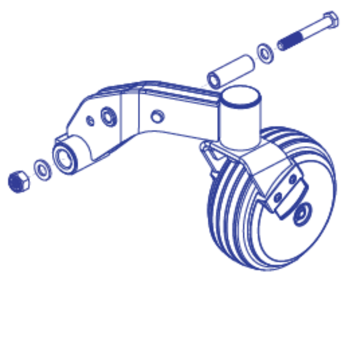 Picture of CASTER ARM,ASSY,6" EURO GRAY RIM/BLACK TIRE,6" BLACK CASTER ARM,REAR LEFT