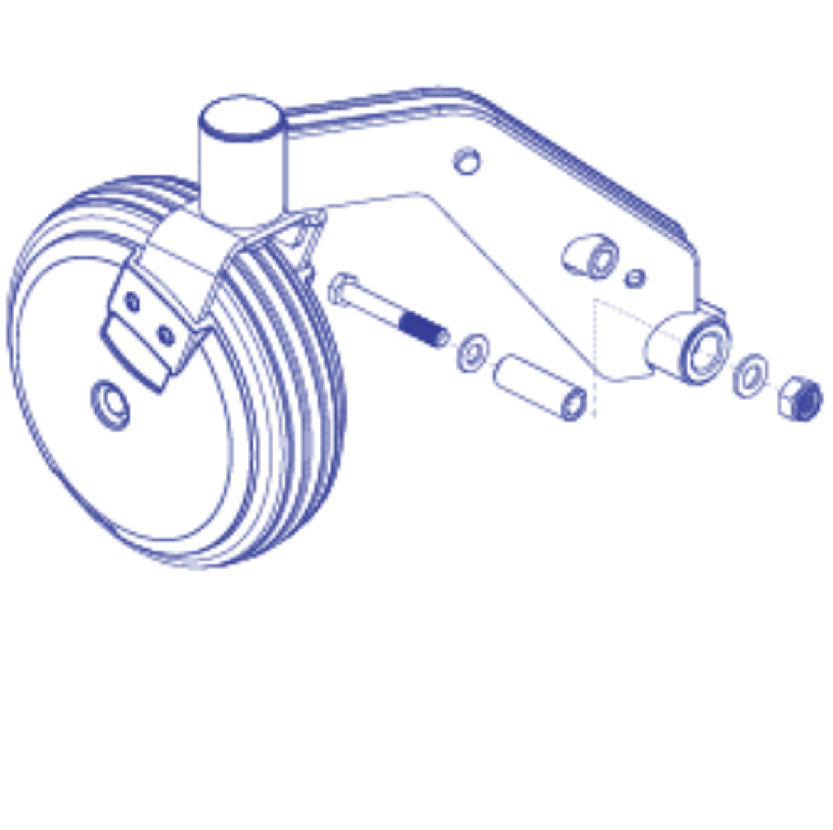 Picture of CASTER ARM ASSEMBLY, 6", REAR LEFT,BLACK RIM/BLACKTIRE, BLACK CASTER ARM