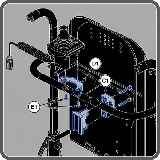Picture for category QL3 Attendant Control Back Cane Push Bar Mounting