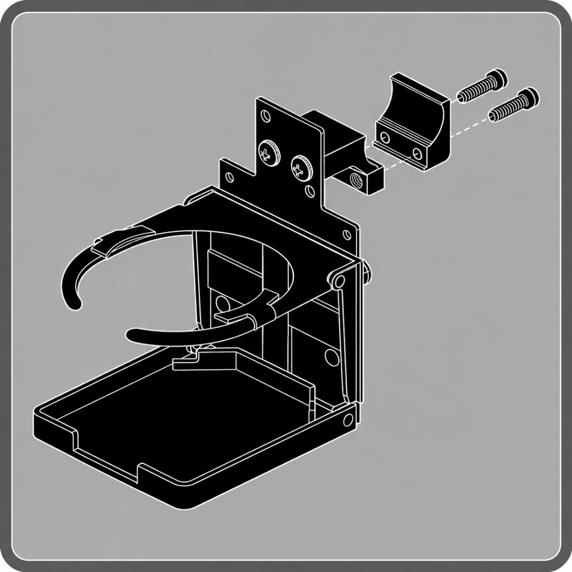 Picture of CUP HOLDER ASSY UNIVERSALW/TOGGLE BOX CLAMP(Suits frame mounted armrests.) *Not compatible with TB4 AMRS*