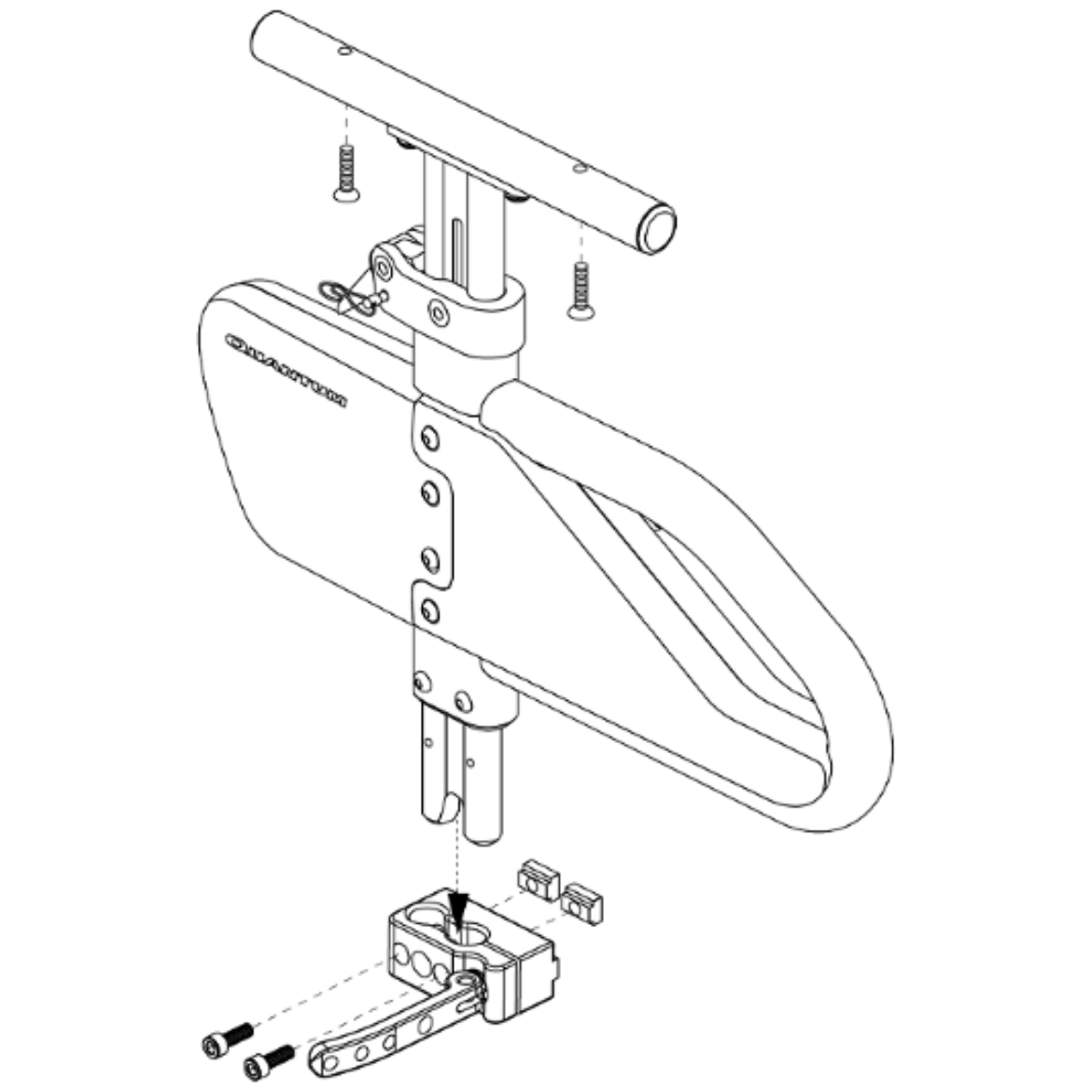 Picture of ARMREST,ASSY,QUANTUM SINGLE POST HEIGHT ADJ, RIGHTDESK LENGTH,RIGHT,W/RECEIVER BLOCK