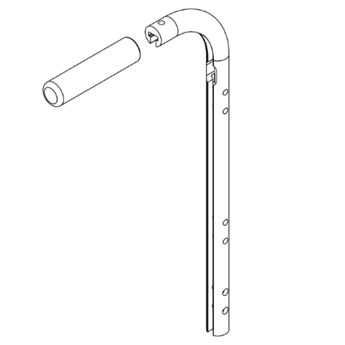 Picture of BACK CANE EXTRUSION,W/SHORT PUSH HANDLE,18"H - Single